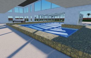 Pileta del hotel spa Clase, juego tipo vibe roblox