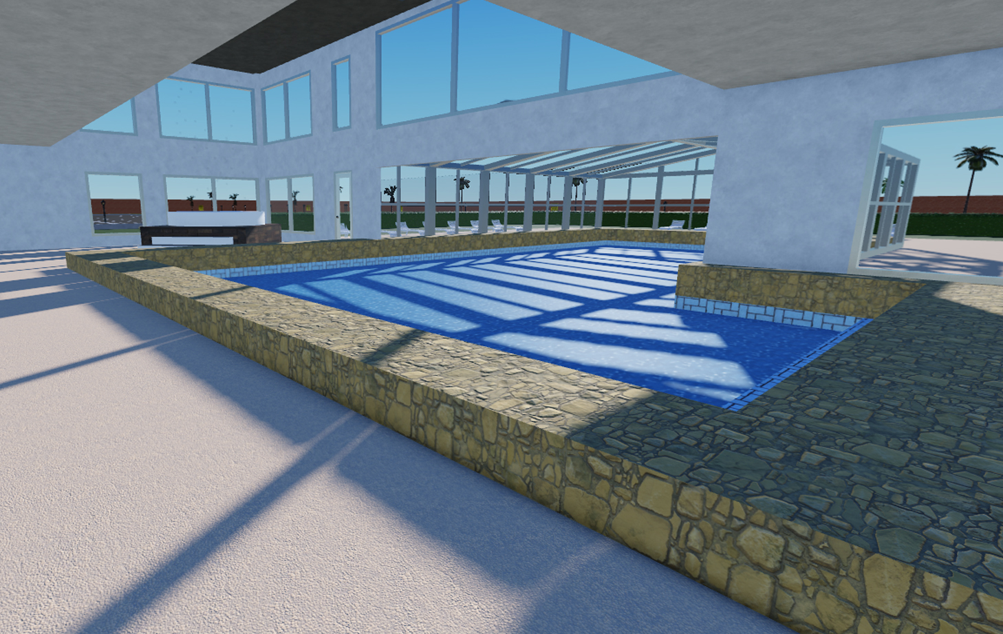 Pileta del hotel spa Clase, juego tipo vibe roblox