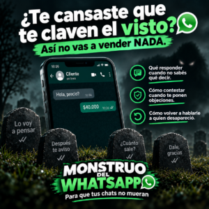 Ebook Monstruo del WhatsApp con 50 mensajes para mejorar las ventas y convertir consultas en clientes